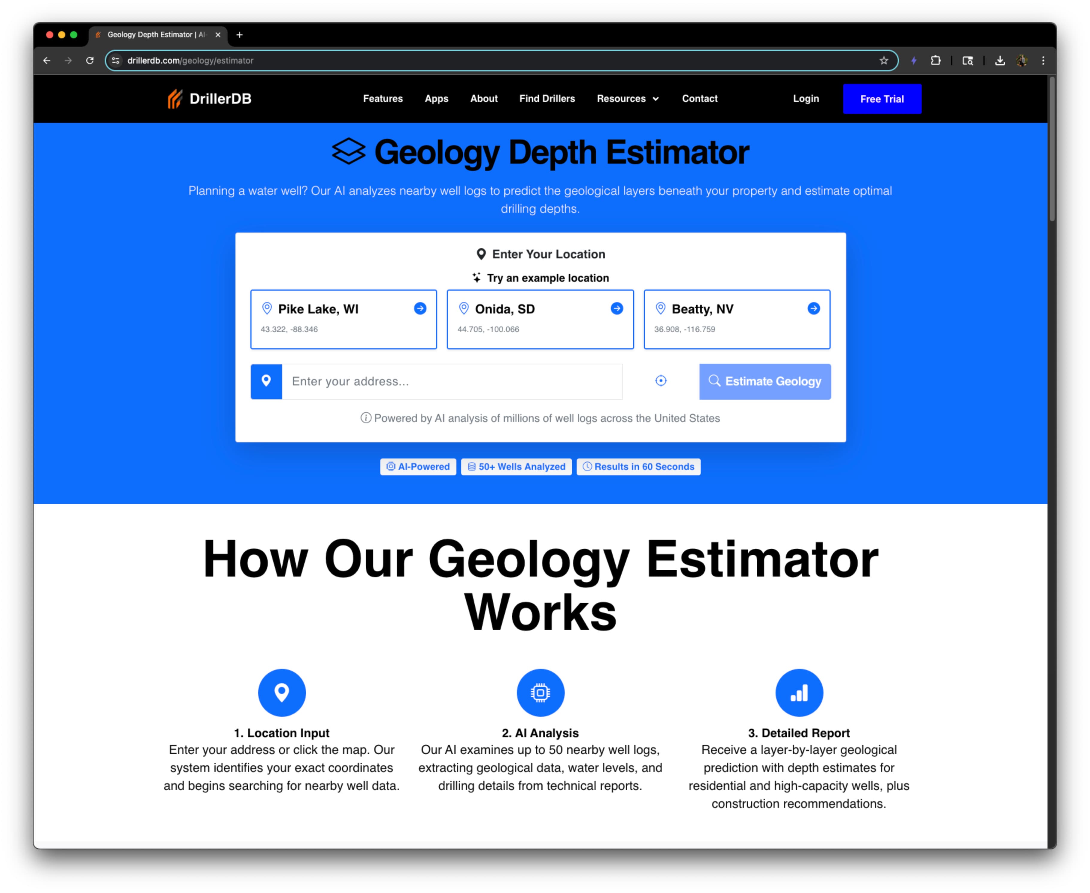 DrillerDB Geology Estimator