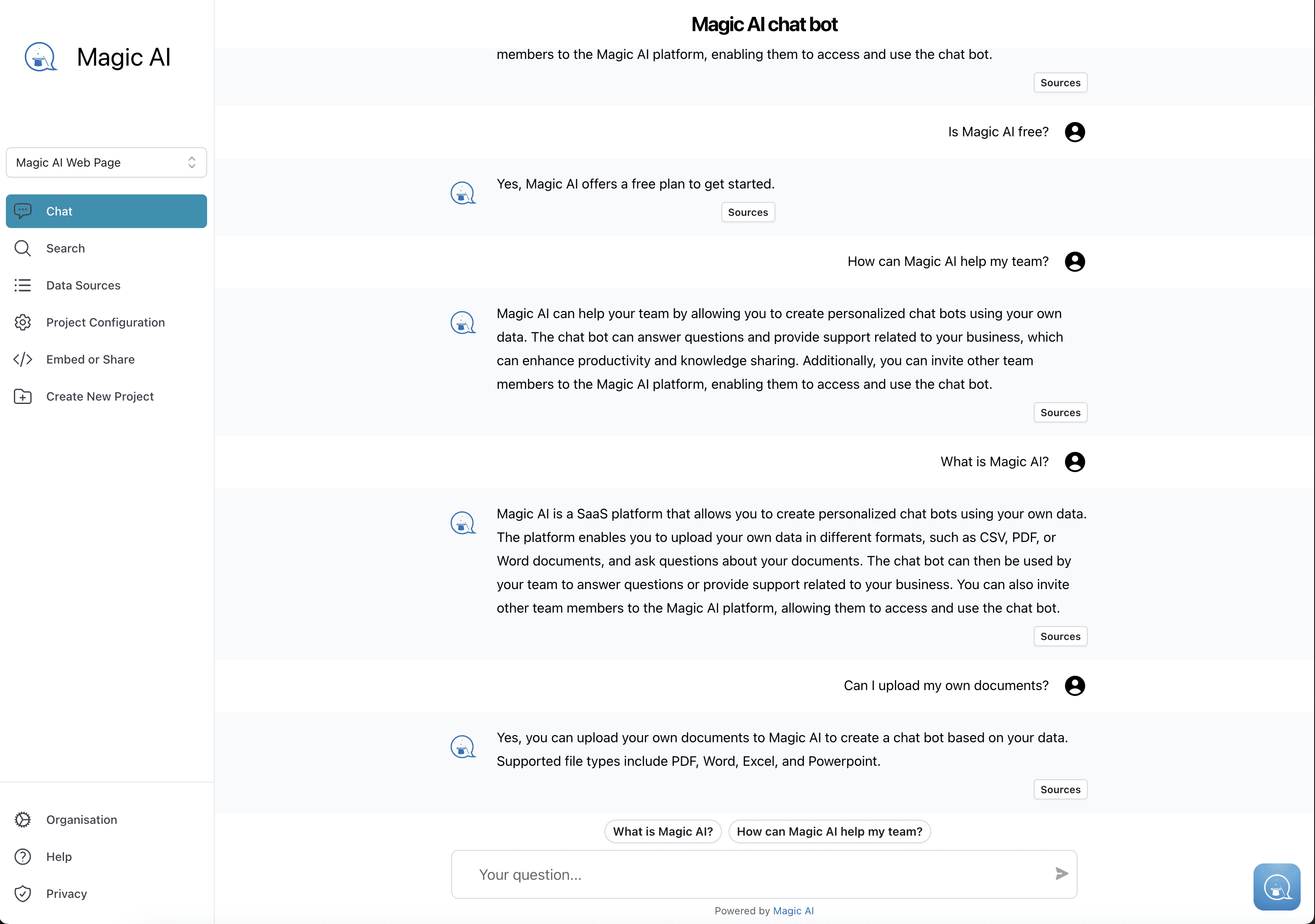 MagicAI Chatbots