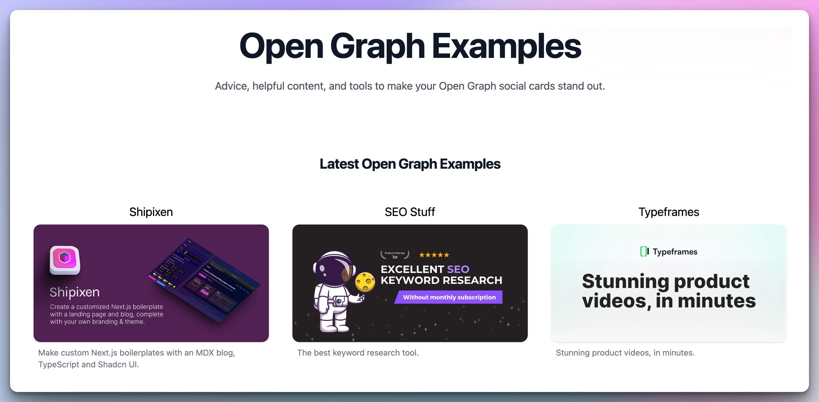 Open Graph Examples