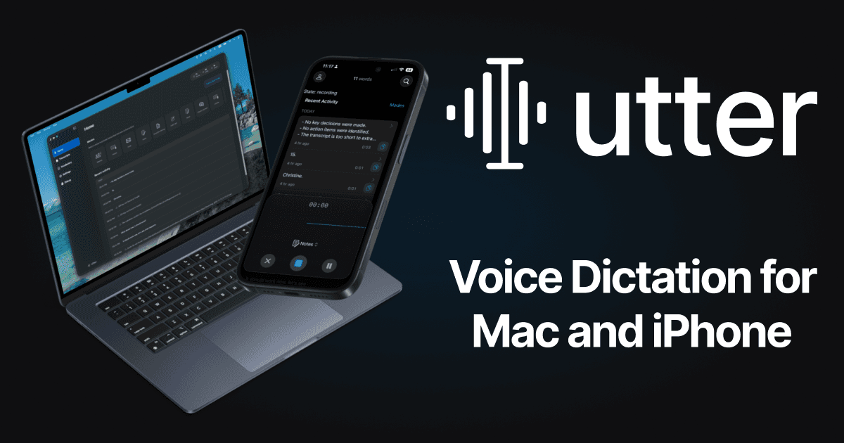 Utter, a local-first dictation app for Mac and iPhone